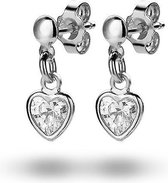 Twice As Nice Oorbellen in zilver, een zirkonia in hartvorm Wit