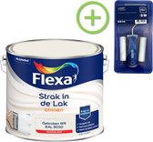 Flexa Strak in de Lak - Watergedragen - Hoogglans - gebroken wit - 2,5 liter + Flexa Lakroller - 4 delig