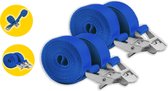 4x autobinders of spanbanden- blauw - 2 x 3,5 meter - belastbaar tot 100 kg per spanband - veilige oplossing voor voertuigbevestiging