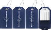 Bagagelabel – Kofferlabel – Leer – Bagagelabels voor koffers – Kofferlabels – Bagagelabel koffer – 4 stuk – Blauw