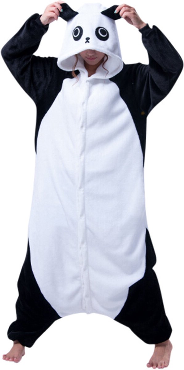 Panda Onesie Pak Kostuum Outfit Huispak Jumpsuit Verkleedpak - Verkleedkleding - Halloween & Carnaval - SnugSquad - Kinderen & Volwassenen - Unisex - Maat M voor Lichaamslengte (155 - 165 cm)
