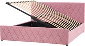 ROCHEFORT - Tweepersoonsbed - Roze - 180 x 200 cm - Fluweel