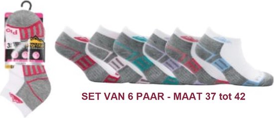 Sneaker chaussettes Pro Hike - lot de 6 paires - blanc/gris avec détails colorés - taille 37 / 42