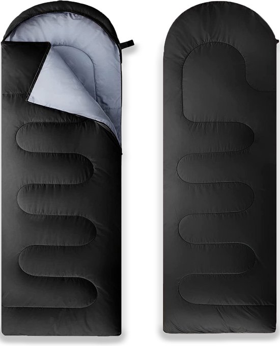 Hikemeister ® Premium mummy slaapzak 1600 gram - kamperen - Zwart - ca. 220 x 80 cm - met Binnenzak -tochtstrip -Glow inn the dark zipper- Comfortzone: 0-15 graden - Draagtas - met gratis Drybag t.w.v. €14.99 van Hikemeister — afbeelding 3