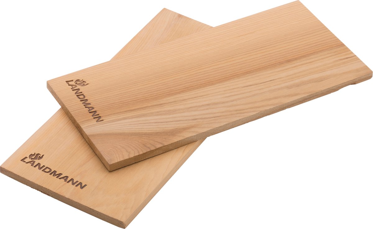 Landmann Rookplank Cederhout - Set van 2 stuks - mild van smaak - 14 x 30 x 1 cm - Rookplankje cederhout - Rookplank BBQ - Rookplankjes kamado