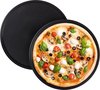 Relaxdays pizzaplaat - set van 2 - antiaanbaklaag - pizzavorm - rond - carbonstaal - grijs