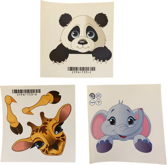 Foto: Hiden kinderkamer muurstickers kinderkamer decoratie speelkamer creatief panda giraffe olifant 3 stuks