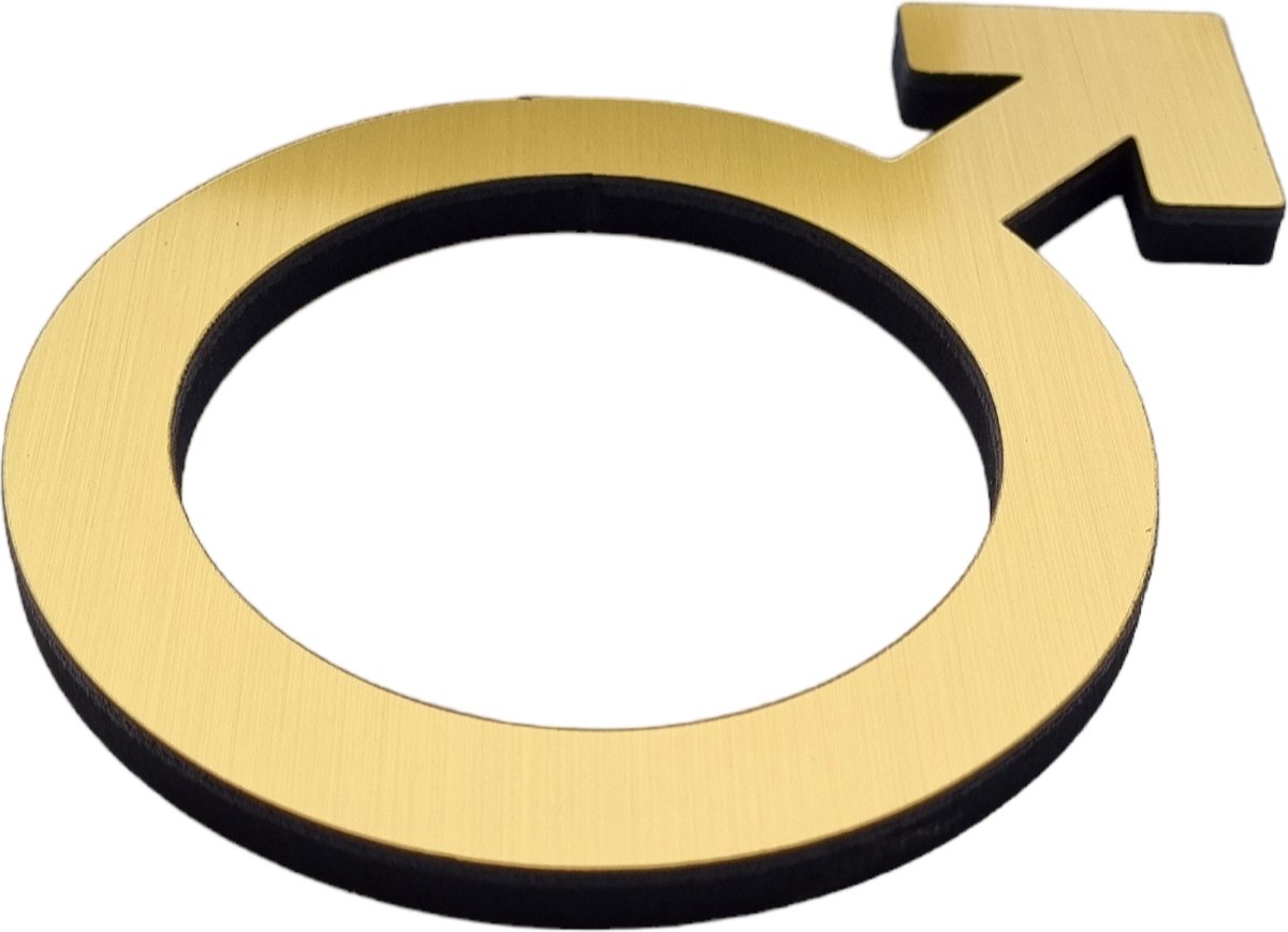 Gender aanduiding, Toilet bordje, Jongen, Man, 15 cm hoog, MDF Aluminium look Zilver