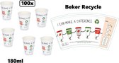100x Beker Recycle New world 180ml - next generation - Koffiebeker thee drank drinken mel suiker festival kantoor