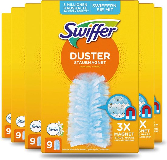 Swiffer Duster - Trap & Lock-navullingen - Geur van Febreze - Voordeelverpakking 6 x 9 stuks - 54 stuks totaal