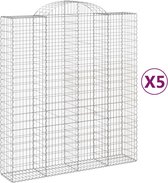 vidaXL Gabions 5 pcs Courbé 200x50x220/240 cm Fer - Panier à gabions - Paniers à gabions - Gabion - Mur de gabions