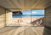Fotobehang Window Path Beach Sand Nature | XXXL - 416cm x 254cm | 130g/m2 Vlies
