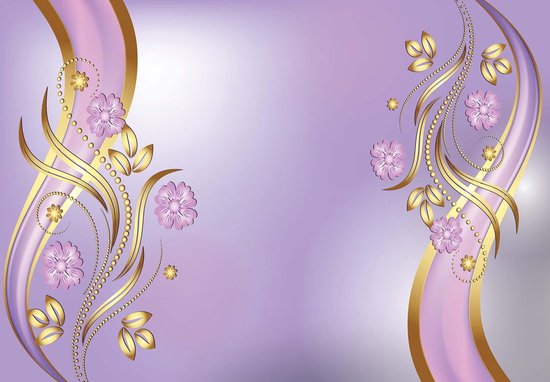 Papier peint Fleurs Résumé Rose | PANORAMIQUE - 250cm x 104cm | Polaire 130g / m2