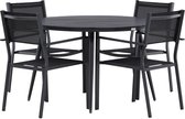 Break tuinmeubelset tafel 120x120cm, 4 stoelen Copacabana, zwart,zwart.