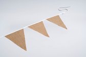 Vlaggenlijn van stof | Jute - 10 meter - jute driehoek vlaggetjes - Bruiloft decoratie slingers / Huwelijk versiering (personaliseerbaar) - Stoffen slingers handgemaakt & duurzaam