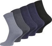 Lavendel 100% Katoen Hoge Kwaliteit Heren Sokken 5 Paar - Diabetes Sokken / Blauwe Kleuren / 43-46