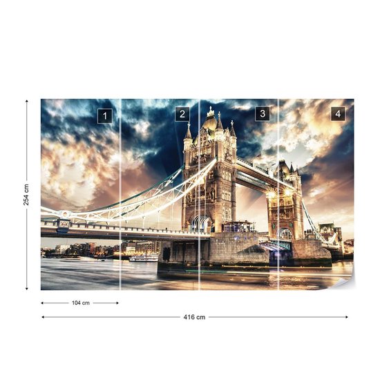 Peinture murale City London Tower Bridge | XXXL - 416 cm x 254 cm | Polaire 130g / m2
