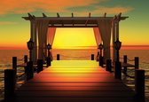 Fotobehang Sunset Paradise Beach  | PANORAMIC - 250cm x 104cm | 130g/m2 Vlies