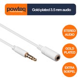 Gold-plated Powteq - Audio verlengkabel - 3.5mm jack - 50 cm - Stereo - Wit