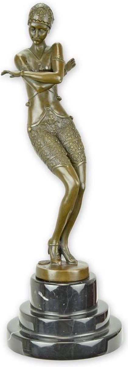 EEN BRONZEN BEELDHOUWWERK VAN EEN TERUGZICHTIGE DANSER, A BRONZE SCULPTURE OF A COY DANCER