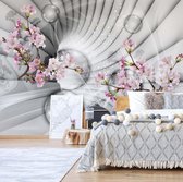 Fotobehang Modern 3D Flowers And Bubbles Tunnel View | VEA - 206cm x 275cm | 130gr/m2 Vlies