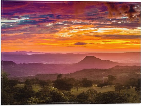 Vlag - Zonsondergang over Landschap in Costa Rica - 40x30 cm Foto op Polyester Vlag
