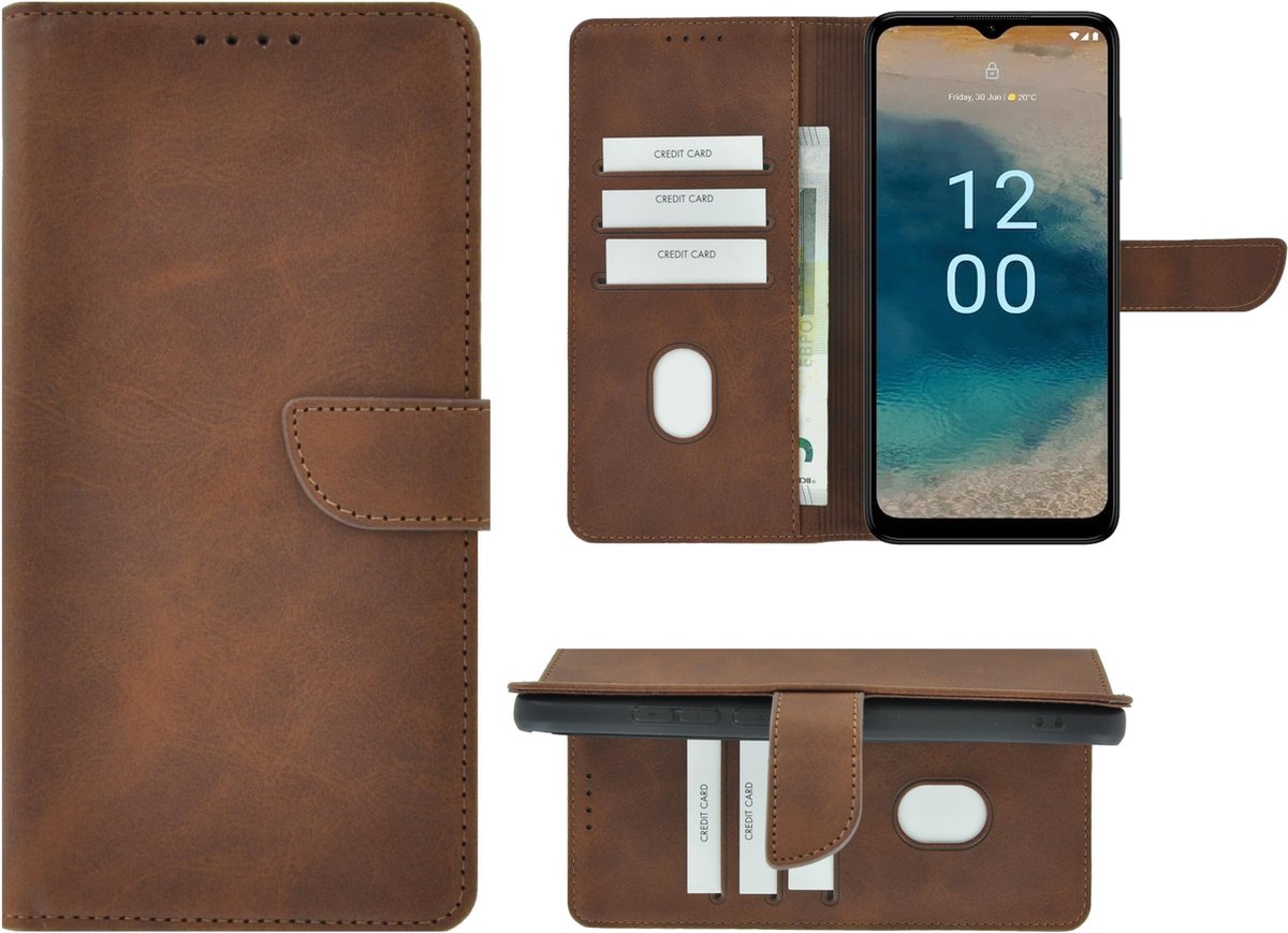 Pearlycase hoesje Geschikt voor Nokia G22 - Kunstleer Book Case - Bruin