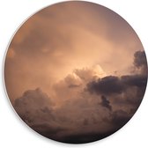 PVC Schuimplaat Muurcirkel - Zon achter Donkere Regenwolken - 30x30 cm Foto op Muurcirkel (met ophangsysteem)