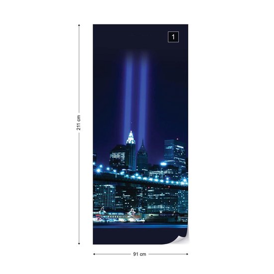 Peinture murale New York City Brooklyn Bridge | PORTE - 211cm x 90cm | Polaire 130g / m2