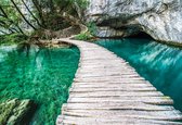 Fotobehang Wooden Bridge in Lagoon | XXL - 312cm x 219cm | 130g/m2 Vlies