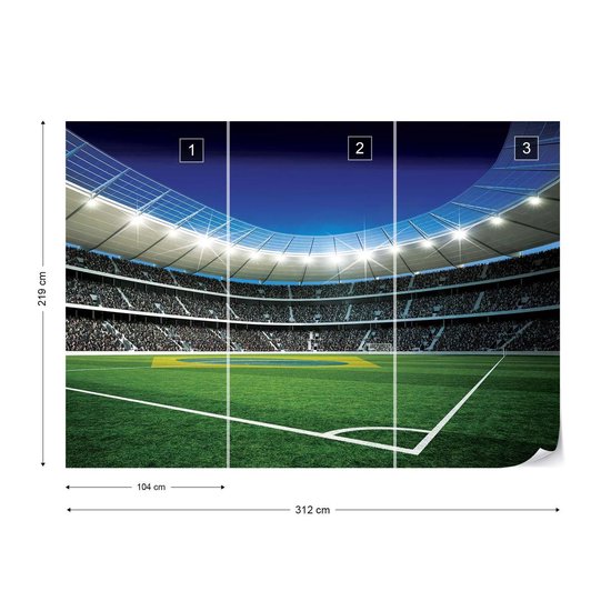 Papier peint Stade de football | XXL - 312 cm x 219 cm | Polaire 130g / m2