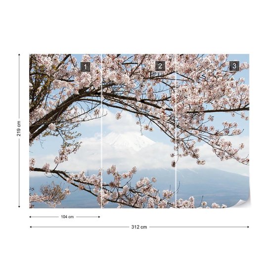 Papier peint Arbre de fleurs de cerisier | VEXXL - 312 cm x 219 cm | Polaire 130gr / m2