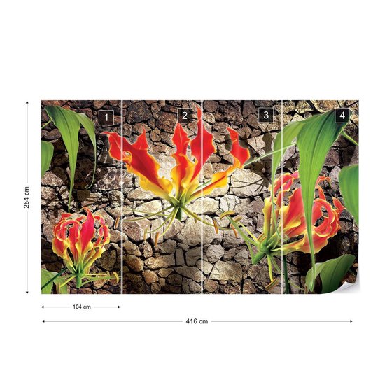 Papier peint Fleurs Floral | XXXL - 416 cm x 254 cm | Polaire 130g / m2