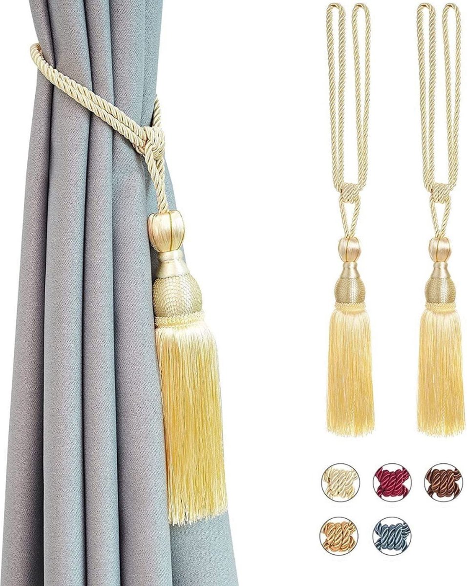 Home2go Gordijnkwasten - Gordijn Embrasse - Embrasse kwast - Gordijnbinders - Gordijnkwast - raamdecoratieaccessoires - Gordijnhouder - Gordijnhanger - Gordijn Accessoires - Draperie - Elegant Cream Wit - 65 cm 2 stuks
