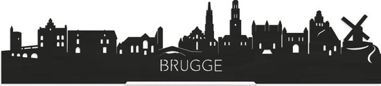 Standing Skyline Brugge Zwart hout - 60 cm - Woondecoratie design - Decoratie om neer te zetten en om op te hangen - Meer steden beschikbaar - Cadeau voor hem - Cadeau voor haar - Jubileum - Verjaardag - Housewarming - Interieur - WoodWideCities
