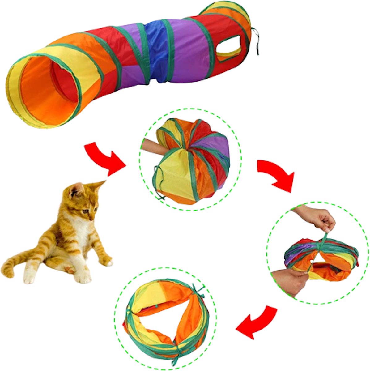 Kattentunnel - Kronkel - Kleur - Konijnentunnel - Speeltunnel - Kattenspeelgoed - Kattenspeeltjes - Kruiptunnel — afbeelding 13