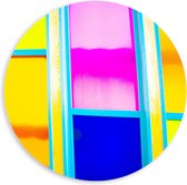 PVC Schuimplaat Muurcirkel - Rechthoeken in Verschillende Vrolijke Kleuren - 60x60 cm Foto op Muurcirkel (met ophangsysteem)