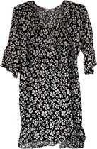 Fleurige Zomer Jurk / Dress | Zomerjurk | Bloemen Print | Zwart - XL