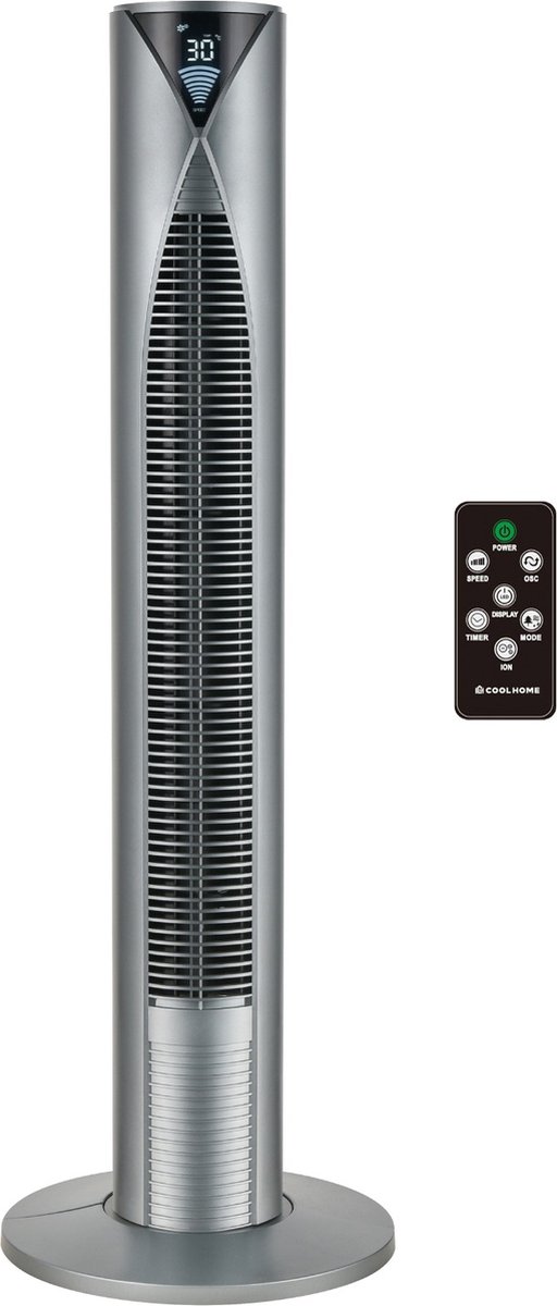 CoolHome CF2206 - Torenventilator met afstandbediening - Ventilator met Luchtreiniger - 96 CM - Dimbaar LED scherm - Cool grey - CoolHome