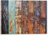 Acrylglas - Houten Planken op een Rijtje met Verschillende Kleuren - 40x30 cm Foto op Acrylglas (Met Ophangsysteem)