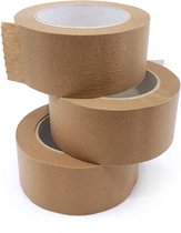 Tape kraft papier Tape 3 stuks - verpakkingstape -mileuvriendelijk -Plakt zeer goed op alle papierdozen 48 mm x 50 m