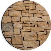 Dibond Muurcirkel - Muur van Opgestapelde Beige Stenen - 20x20 cm Foto op Aluminium Muurcirkel (met ophangsysteem)