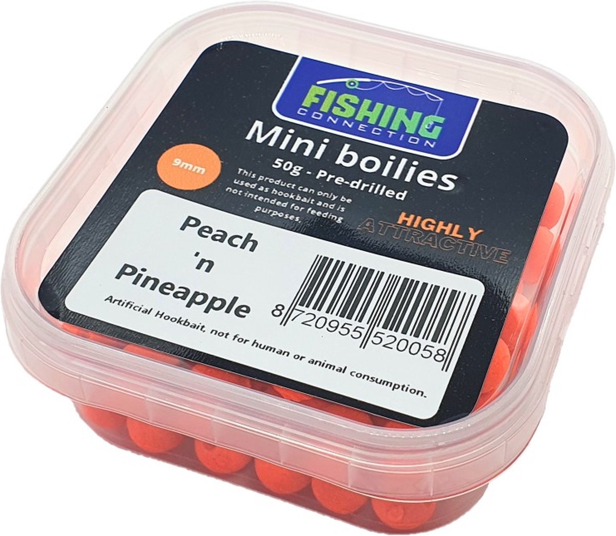 Mini Boilies (pre-drilled) 'Peach 'n Pineapple' 9mm - 50g - Method Feeder Aas/voer - Miniboilies Haakaas