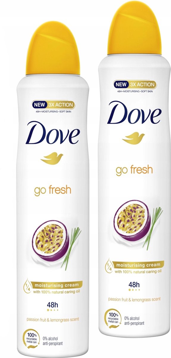 Goedkoopste Dove Deo Spray - Passievrucht & Citroengras - 2 x 150 ml