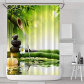 Douchegordijn met haken waterdicht vormvast badgordijn wasbaar badkamergordijn polyesterweefsel met 12 haken 180 x 180 cm