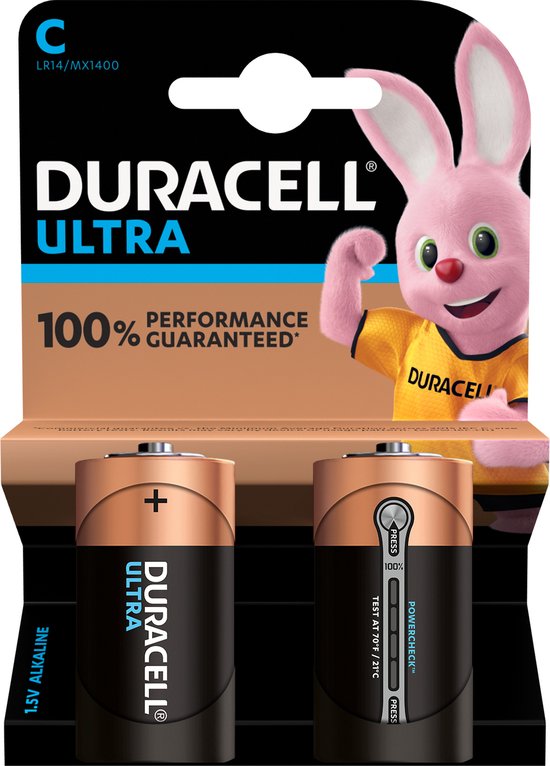 Duracell Ultra alkaline C-batterijen, verpakking van 2