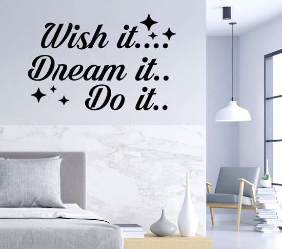 Stickerheld - Muursticker "Wish It Dream It Do It" Quote - Slaapkamer