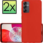 Hoes Geschikt voor Samsung A14 Hoesje Cover Siliconen Back Case Hoes - Rood - 2x