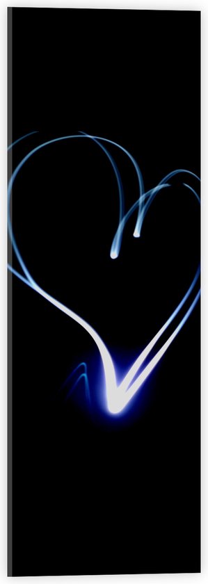 Acrylglas - Hartvormige Blauwgekleurde Lichtstreep - 20x60 cm Foto op Acrylglas (Wanddecoratie op Acrylaat)