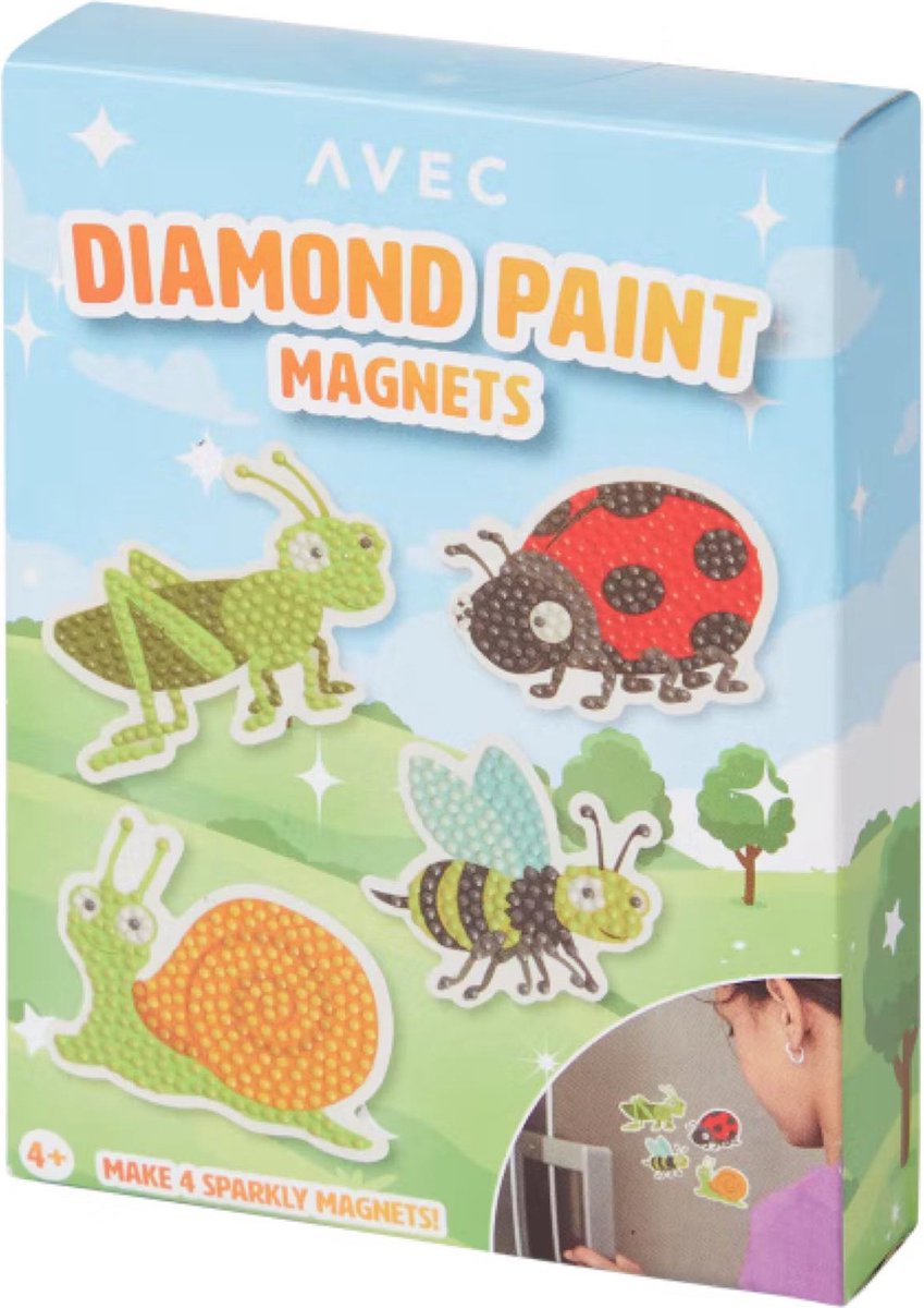 Avec diamond painting magneten - 1 set met 4 stickers